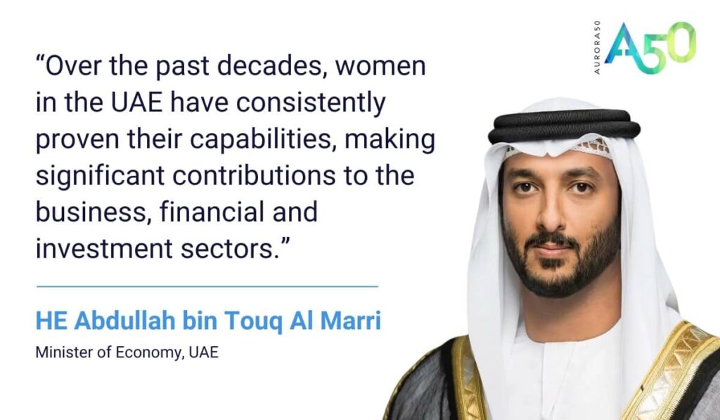 “Over the past decades, women in the UAE have consistently proven their capabilities, making significant contributions to the business, financial and investment sectors.” HE Abdullah bin Touq Al Marri, Minister of Economy, UAE