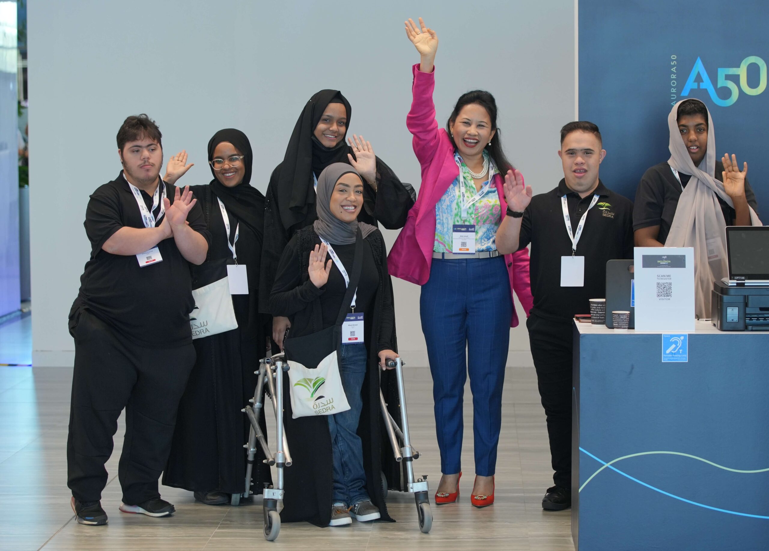 People of determination from SEDRA working at Aurora50's The Inclusion Summit 2023 in Abu Dhabi.