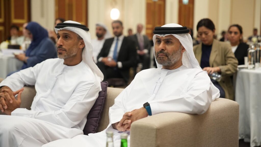 Chapter Zero UAE launch - HE Khalfan Belhoul, CEO, Dubai Future Foundation (DFF) and Ahmed AlCalily, Chief Risk Officer, Mubadala, sit in the audience together.