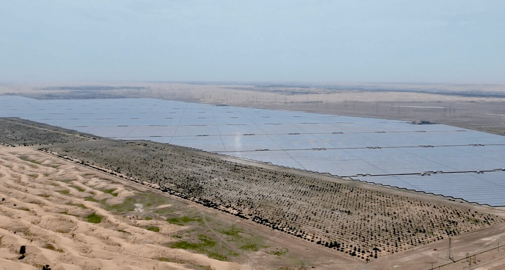 Photo of the solar panels field at Noor solar plant in Sweihan, Abu Dhabi