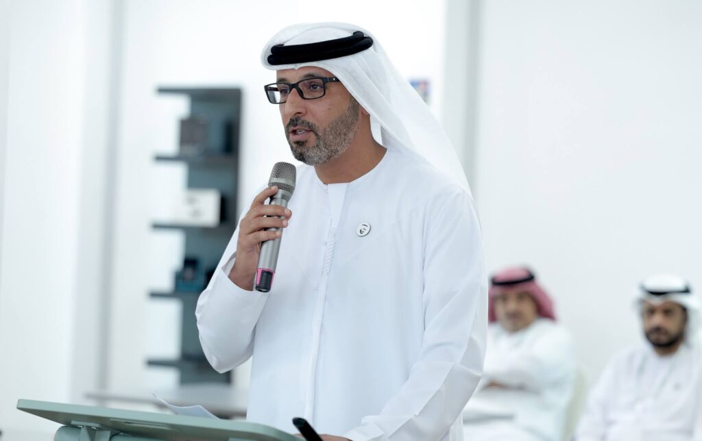 HE Abdulla Al Humaidan, Secretary-General of the Zayed Higher Organization for People of Determination (ZHO), speaking at Aurora50’s Inclusive Workplaces Summit 2024 at Zayed Higher Organization in Abu Dhabi.