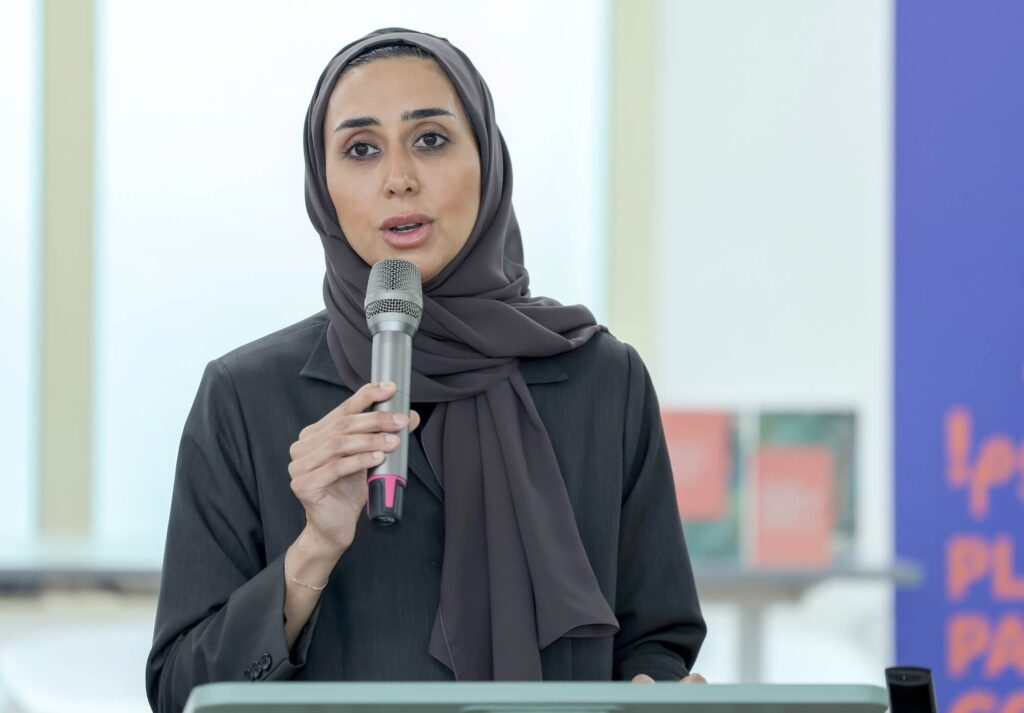 HE Hessa Abdulrahman Tahlak, Assistant Undersecretary for Social Development Sector, UAE Ministry of Community Development, speaking at Aurora50’s Inclusive Workplaces Summit 2024 at Zayed Higher Organization in Abu Dhabi.