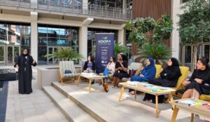 Aurora50 NOORA workshop on returning to work after extended leave, and networking session, in the gardens of Birmingham University Dubai on 11 February 2025. L-R: Fawzia Alhashmi, Crew Performance Manager, Emirates; Rwan Ibrahim, Cloud & Infrastructure Associate Manager, Accenture; Amrita Thakur, Global Talent Manager, Aramex; Adenike Oyenuga, Crew Performance Manager, Emirates; Banan Al Mansoori, Social Affairs Executive, ENOC; Maitha Al Jaberi, Protocol Executive, ENOC; and Shruti Kapoor, Vice President - IT Product & Delivery - Web & Mobile, Emirates.