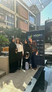 Aurora50 NOORA workshop on returning to work after extended leave, and networking session, in the gardens of Birmingham University Dubai on 11 February 2025. L-R Khulood AlMarri, Financial Accountant, TAQA; Nada Chreih, Senior Associate, TAQA; Marwa AlRamsi, Senior Engineer, TAQA; and Haya Abulaila, Manager, Human Resources, TAQA.