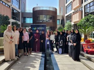 Aurora50 NOORA workshop on returning to work after extended leave, and networking session, in the gardens of Birmingham University Dubai on 11 February 2025. L-R: Haifa Al Shahrani, Govt & International Affairs Administrative Coordinator, ENOC; Amrita Thakur, Global Talent Manager, Aramex; Fawzia Alhashmi, Crew Performance Manager, Emirates; Aseel Moosa, Manager Enterprise Effectiveness, Emirates; Saskia Vulturius, Project Manager, Emirates; Adenike Oyenuga, Crew Performance Manager, Emirates; Banan Al Mansoori, Social Affairs Executive, ENOC; Manar Al Ramhi, NRL ICAD Molecular Diagnostics, M42; Arwa Alawlaqi, Senior Supervisor - Planning, EGA; Haya Abulaila, Manager, Human Resources, TAQA; Nada Chreih, Senior Associate, TAQA; Roxane Deschambault, Global Learning and Development Director, Aramex; Shruti Kapoor, Vice President - IT Product & Delivery - Web & Mobile, Emirates; Marwa AlRamsi, Senior Engineer, TAQA; Samya AlGhaiti, ICLDC Al-Ain Patient Affairs, M42; Khulood AlMarri, Financial Accountant, TAQA; Bibi Sheikh, Coach, Coachresults; Maitha Al Suwaidi, Head of Finance & Risk Compliance, ENOC; and Maitha Al Jaberi, Protocol Executive, ENOC.